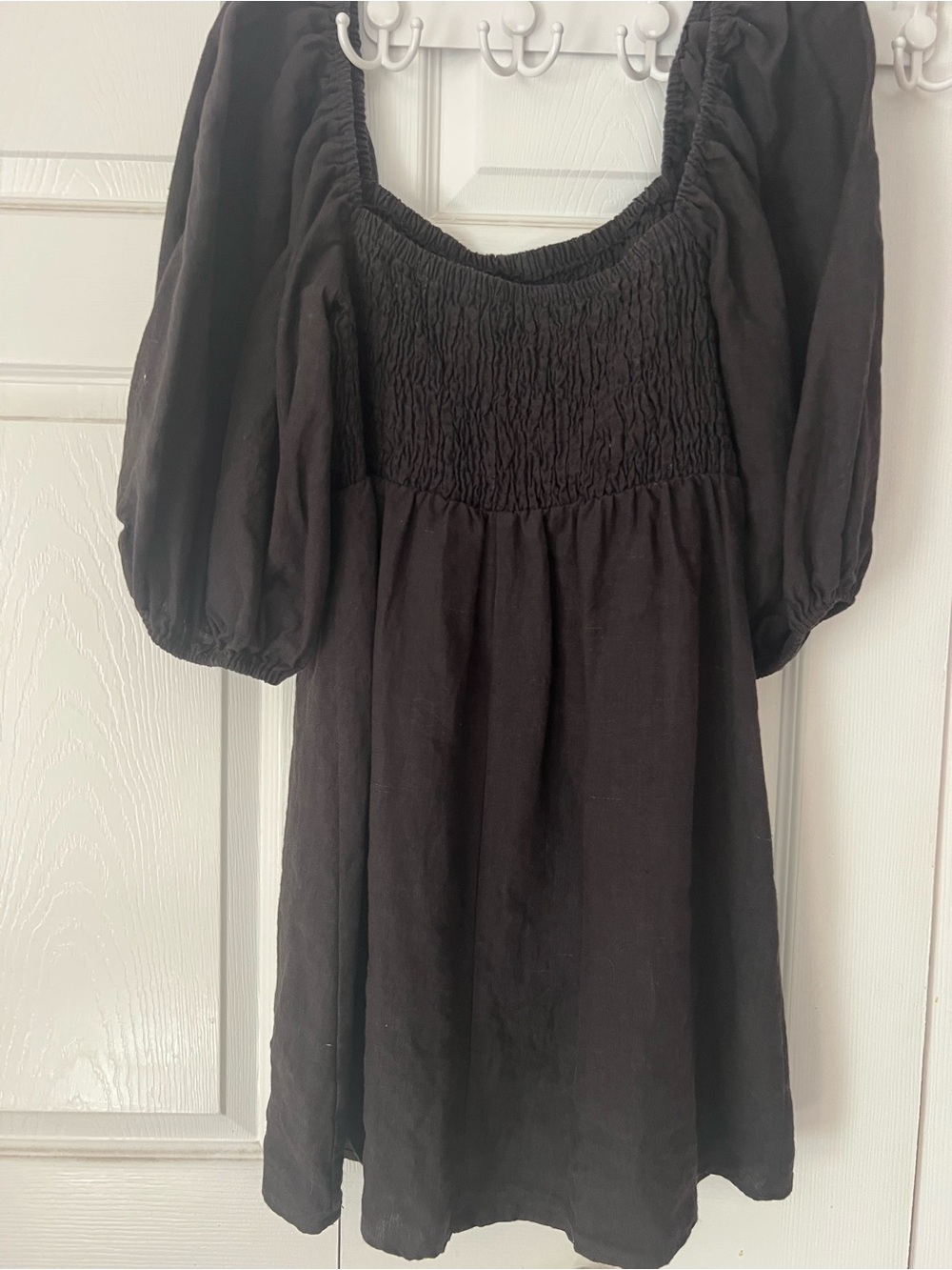 Tuckernuck Black Smocked Puff-Sleeve Women's Mini Dress